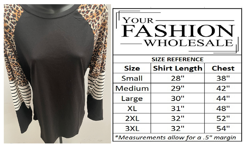 Leopard Stripe Long Sleeve Fashion Top - 10280 - XL